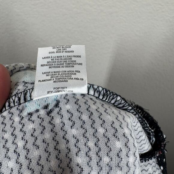 Bobeau Large Asymmetric Ruffled Midi A Line Skirt Black Dot Floral High Waisted - Picture 9 of 9